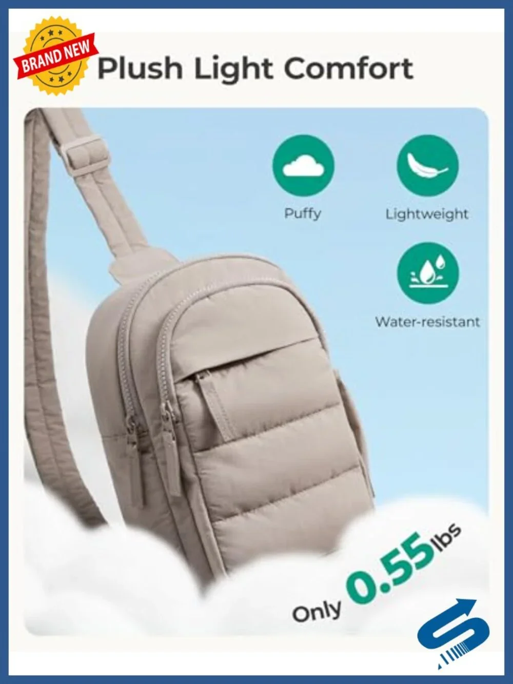 Quilted Puffer Sling Bag for Women, RFID Blocking Crossbody Purse, Travel